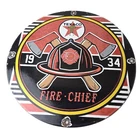 Vintage Texaco Sign - Fire Fighter Chief Gasoline Service Gas Porcelain Sign