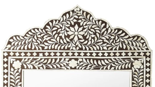 Butler Specialty Bone Inlay Wall Mirror In Dark Brown - Picture 1 of 2