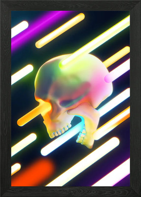 Realistischer menschlicher Schädel gerahmtes Wandbild Poster Leinwanddruck Bild