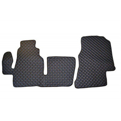 Black and Blue Stitches Eco Leather Floor Mats Covers for Sprinter 1 2000 - 2006