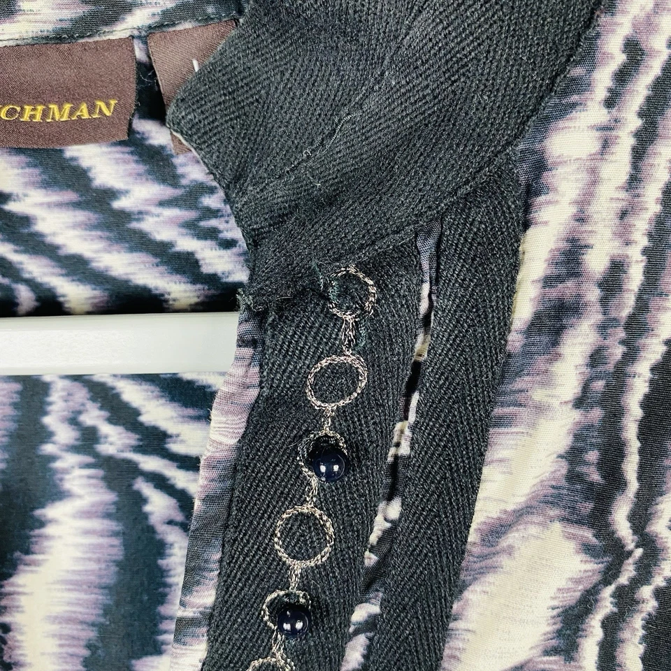 Dana Buchman Size Large Printed Embellished Long Sleeve Cotton Tunic Top - Image 4 of 4