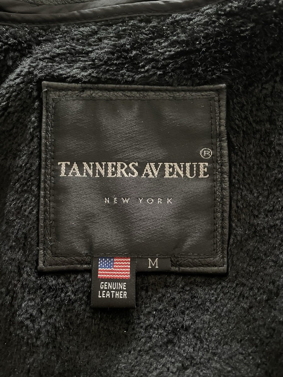 Tanners Avenue Biker Jacket Men's M Medium Black 100% Leather