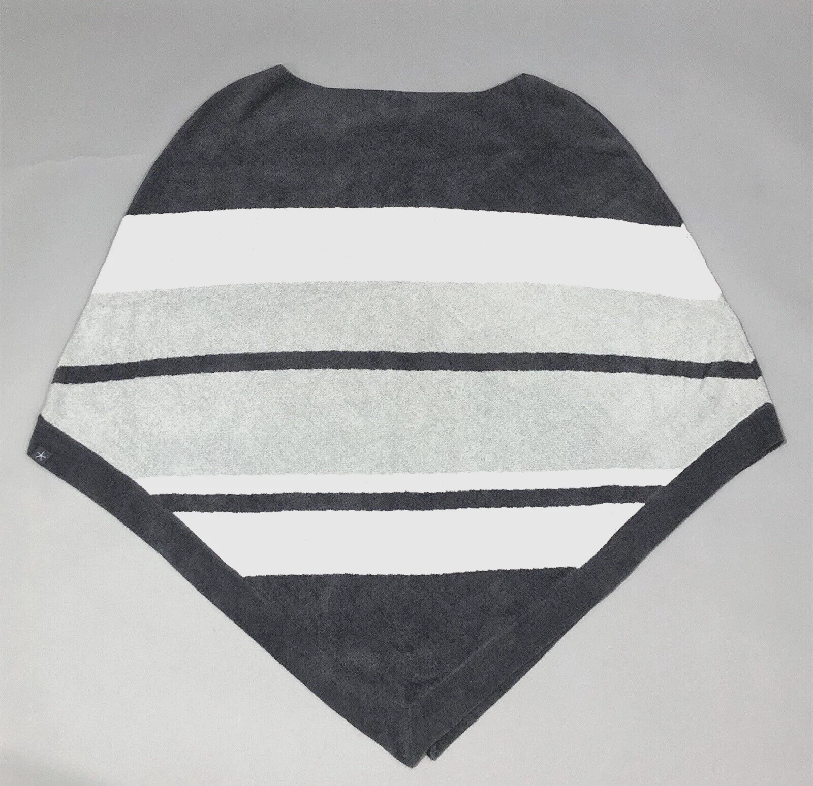 Barefoot Dreams Striped Poncho Sweater One Size Plus Blue Gray Casual Comfort