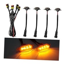 Dickno 4PCS Car Grille Lights, Bright Amber LED Grill Lights 4 PCS Black Yellow