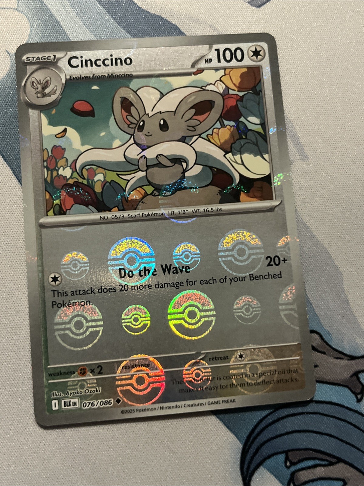 Pokémon TCG Cinccino Black Bolt Pokeball Reverse Holo 076/086 NM