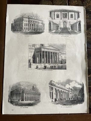 Goldschmiedehalle, Vorderseite der Nationalgalerie usw. Antiker Gravur, Original