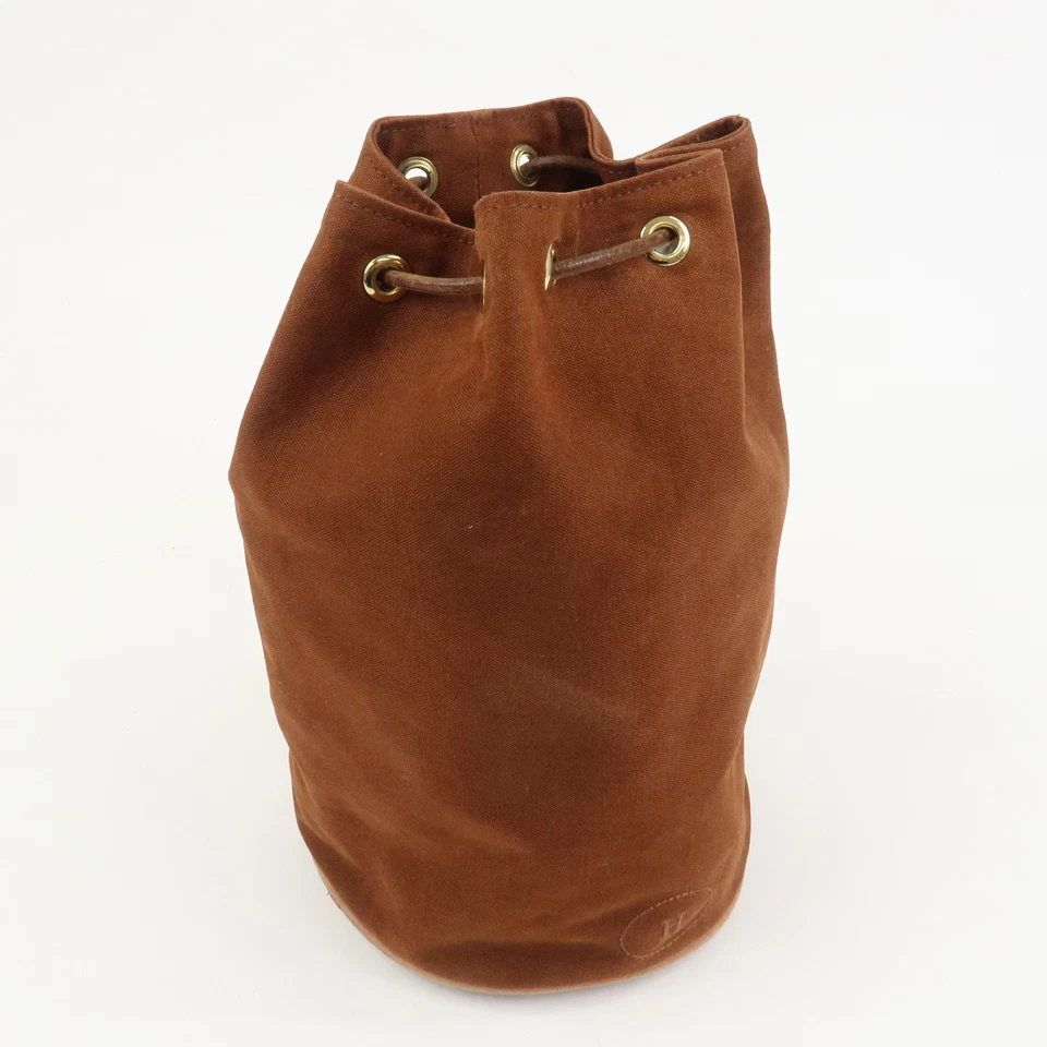 Mochila HERMES Lona Cuero Porochón Mimil PM Cordón Marrón Auténtica Usada Envío Gratis Foto 4 de 4