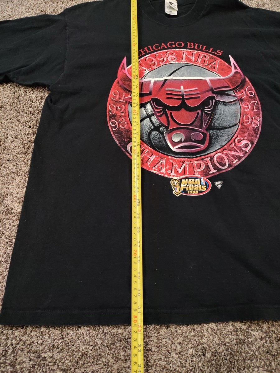 Vintage Starter Chicago Bulls T Shirt XL Black 1998 NBA Finals