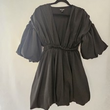 PRETTY LITTLE THINGS Puff Sleeve Puff Hem Dress Sz 8 US 12 UK Lined Vneck