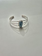 Larimar Armreif 925 Silber   Echter Edelstein...