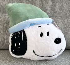 Snoopy Peanuts Christmas Winter Plush Pillow with Green and Blue Hat