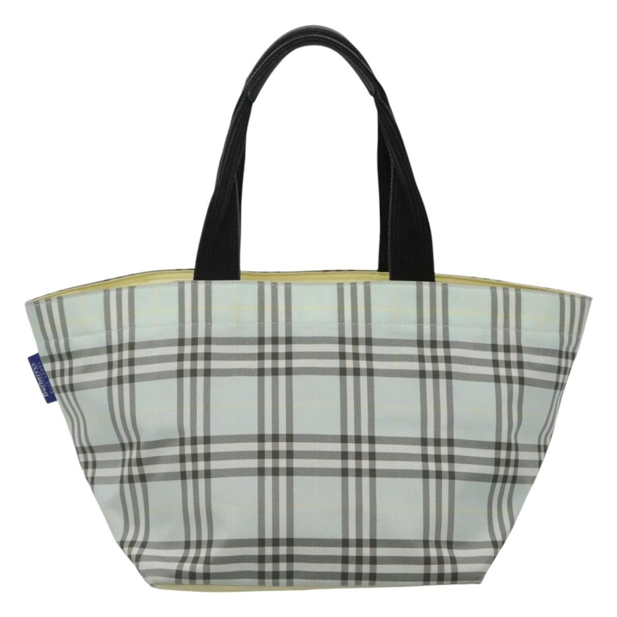 Burberrys Blue Label Nova Check Tote Bag Nylon Light Blue