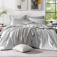 Monbix King Size Comforter Set Grey Reversible 7 Pieces Bed in a Bag Bedding wit