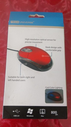 Optical Mouse with Led Lighting | USB 2.0 | Red TECH Universe - Picture 2 of 2
