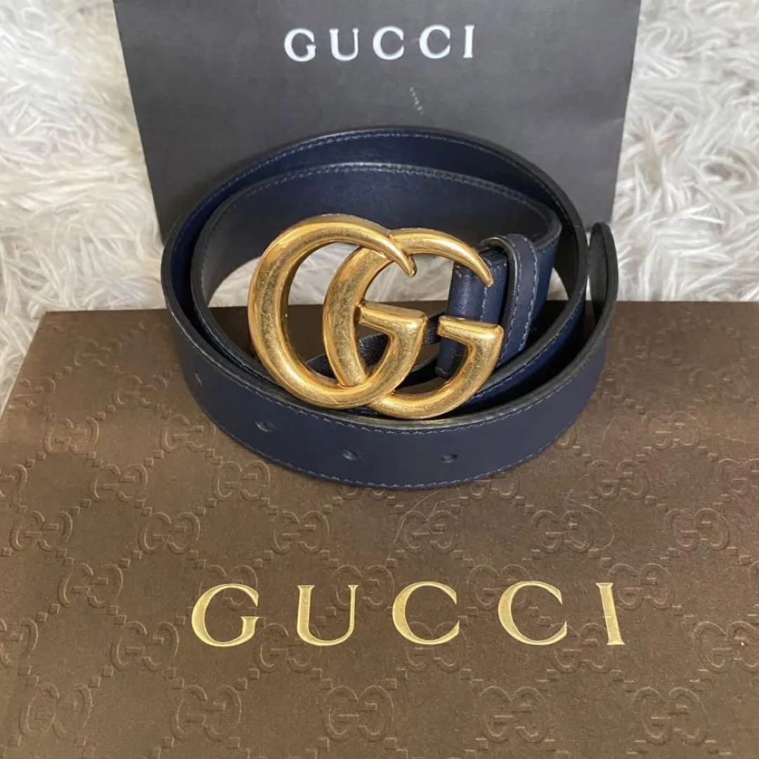 Ceinture GUCCI Marmont imbriquée GG unisexe marine accessoire mode