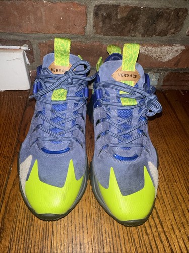 Versace Blue and Green Squalo Hiker Sneakers Size 42.5 - Picture 2 of 5