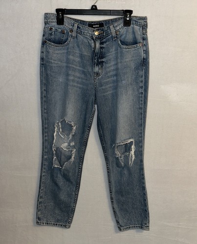 Aero Jeans Damen 12 Blau Distressed Mom Jeans Straight Leg Ripped Grunge - Bild 1 von 7