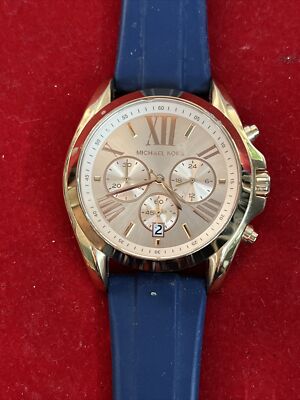 Michael Kors Navy and Rose Gold Chronograph Watch Michael Kors Bel Aire Blue Dial Rose Gold Steel Strap Watch  main image 4