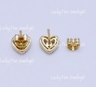 14k Yellow Gold Ladies Natural Diamond Stud Earring heart stud baguette 0.36 ct — photo 7