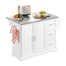 SoBuy Luxus-Küchenwagen mit Edelstahlplatte Küchenschrank Sideboard FKW41-ST