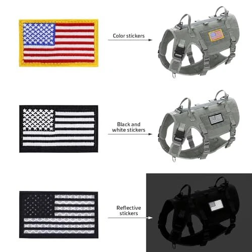 Dog Harness Medium Sized Dog,Tactical L:Chest 21.5-45.0",Neck 19.5-39.0" Gray