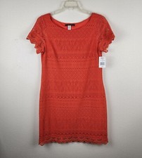 NWT Suite 7 Womens Short Sleeve Lined Crochet Dress Size 12 Holiday Wedding