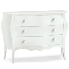 Mobile comò bombato 3 cassetti legno pioppo massello bianco opaco 100 o 120cm /2