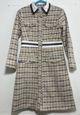 Houndstooth Button Up Dress By Tina  - Measurements In Photos - S/M