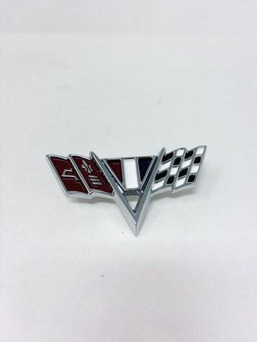 454 Front Fender Emblem Set, Chrome Plated Die-cast Metal With Red Painted Recess Us Made Correct Repro