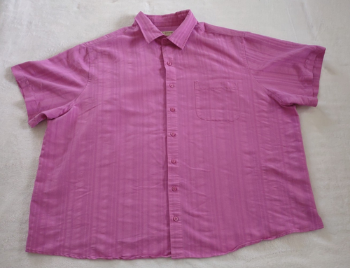 Island Passport Mens 2XL XXL Short Sleeve Button Up Shirt Pink Pocket Comfort - Picture 5 of 14