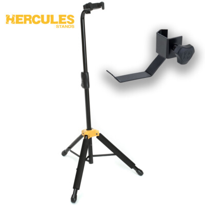 Hercules GS414B PLUS Single Guitar Stand with Strap/Headphone Holder Clamp
