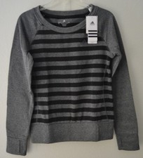 Adidas Womens Performance FLC Crew Top Sz XS Black Gray