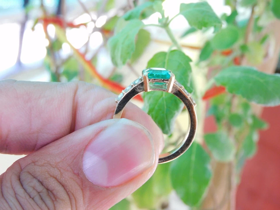 2.44ct Princess cut Natural Emerald Diamond Wedding Ring14k White gold - Image 4 of 4