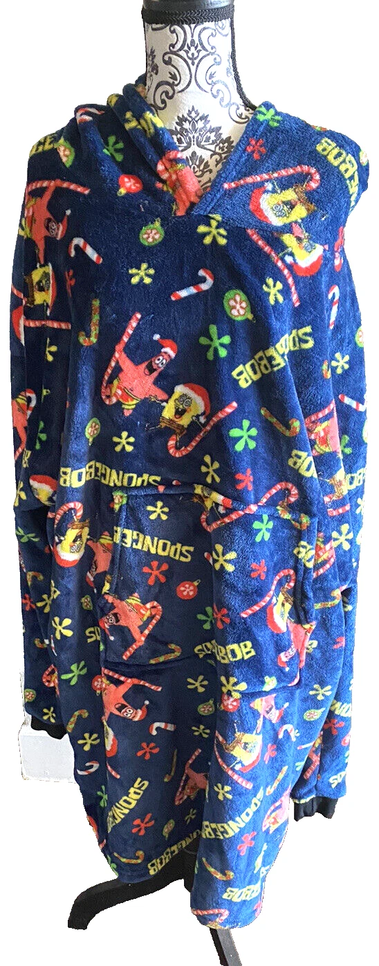 SpongeBob Squarepants Blanket Hoodie Pullover Robe Hooded  One Size Patrick Xmas