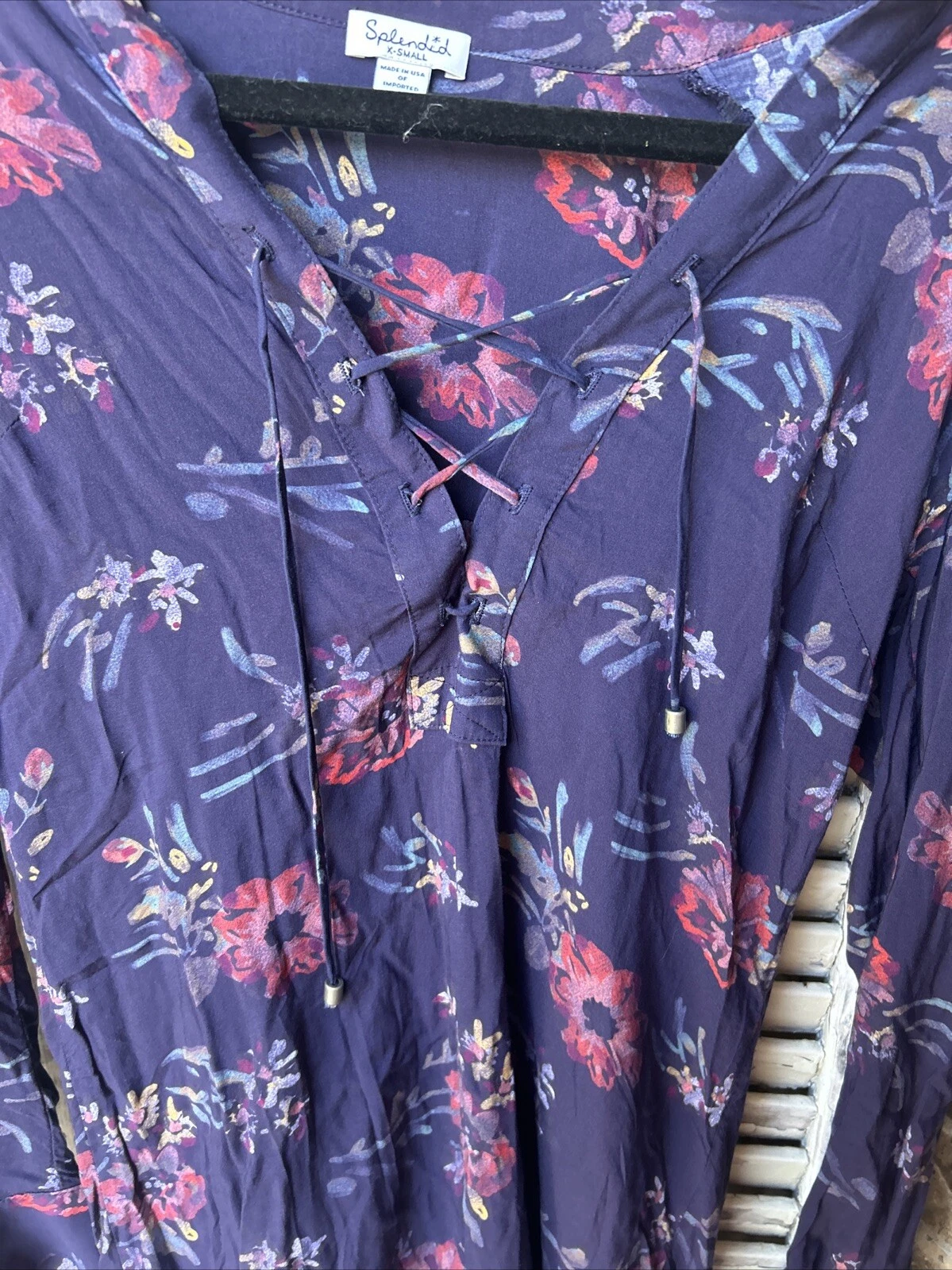 VETEMENTS Splendido abito Xs Cindelle blu navy floreale stringato $158