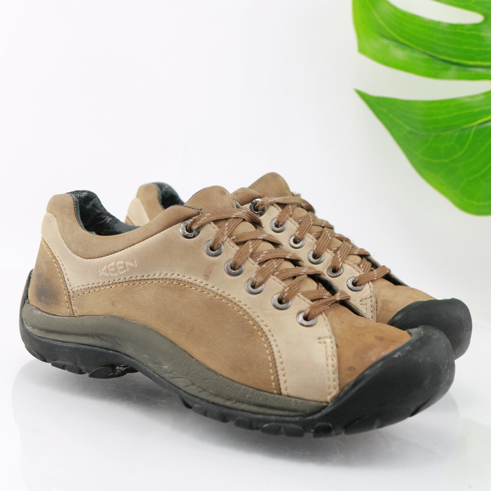 Scarpe da ginnastica Keen Briggs da donna taglia 6 5 in pelle marrone chiaro casual stringate protezione punta