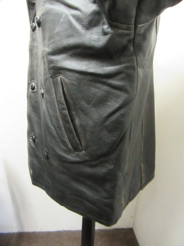 VINTAGE STRAPAZIERFÄHIGER LEDER ERBSENMANTEL JACKE GRÖßE UKM. QUALITÄT MIT PATINA - Bild 12 von 15