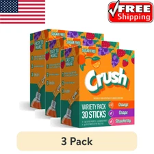 3 variety Pack Crush (30 Packets Per Box) Sugar Free, Drink Mix w/strawberry