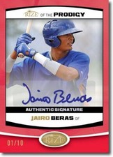 JAIRO BERAS 2012 Rize Rookie Autograph RED Auto PRODIGY RC #/10