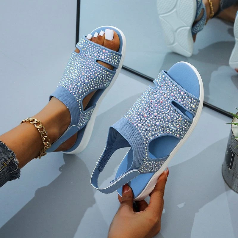 Sandalias Ortop dicas El sticas De Cristal Para Mujer Zapatos Planos 2023 Verano