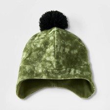 Boys' Fleece Tie-Dye Earflap Beanie Lined Hat Cat  Jack Green OSFM