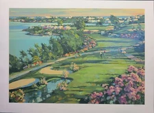 Large Howard Behrens 18th Fairway at Castle Harbor LTD Serigraph on Paper 1990