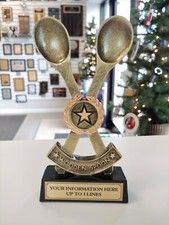 CHILI COOK OFF TROPHY BAKE OFF COOKING AWARD 6 7/8" TALL FREE TEXT MRFA-0471 