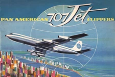 Pan Am 707 Airplane Jet Logo American Vintage Art Print Poster 18x12