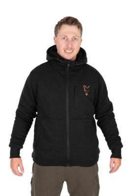 Fox Collection Sherpa Jacket Black & Orange in S M L XL Sherpafleece Jacke NEW
