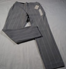 A New Day Women  s Gray Stripe High Rise Side-Zip Skinny Ankle Pants Size 2/R New