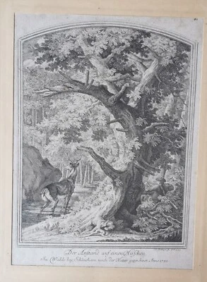 der ANTSTAND auf einen HIRSCHEN im Walde - J. E. RIDINGER - 1745 - Photo 1/3