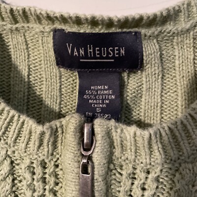 Van Heusen Zip Up Pale Green Cardigan Sweater women's size S