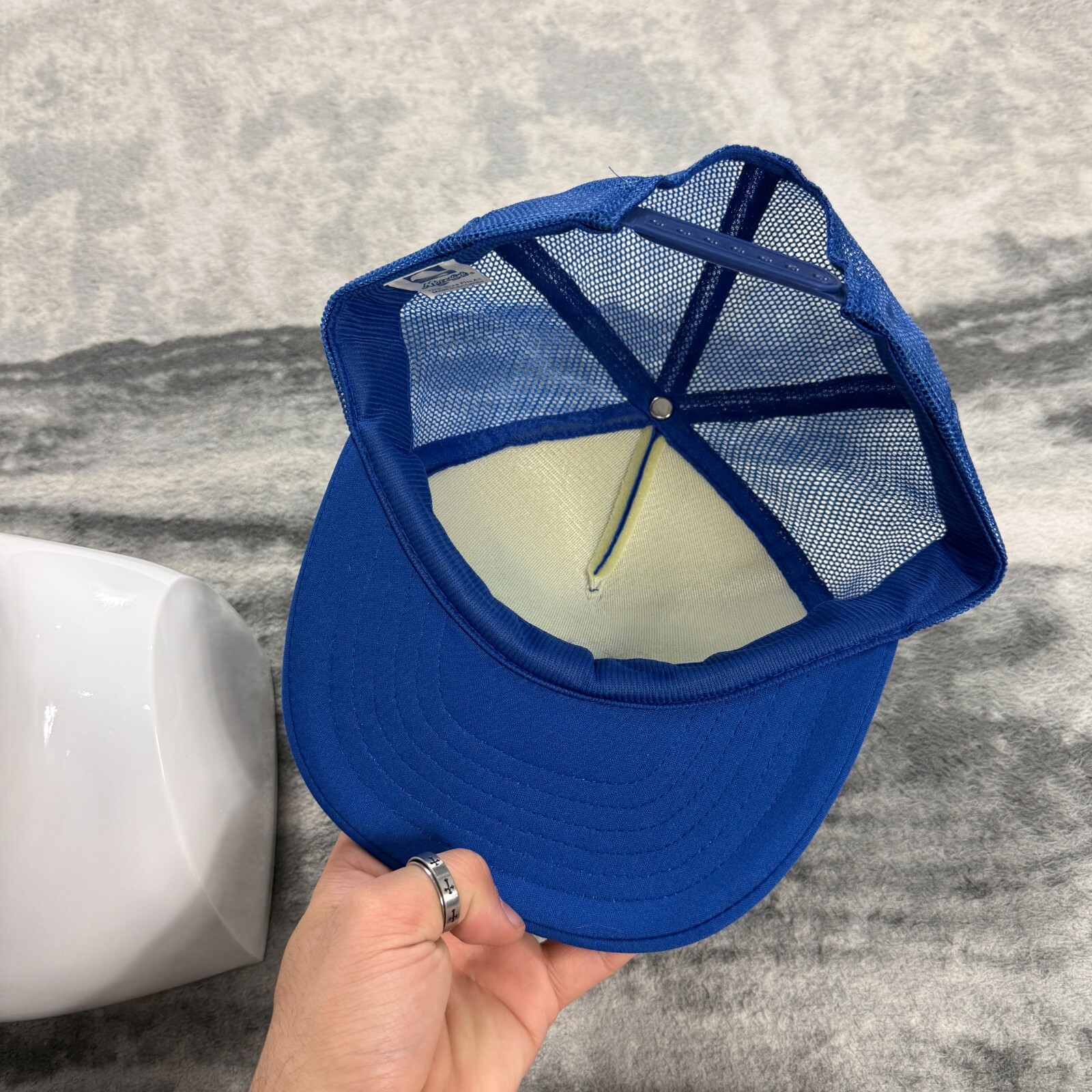 Vintage 90's Motestyle East Riding Sacks Blue Adjustable Mesh Trucker Cap image 5