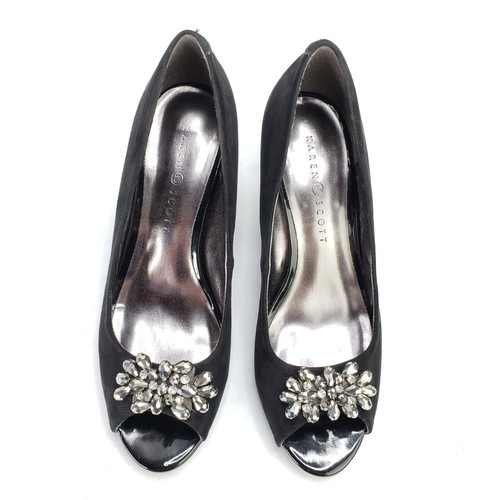 Karen Scott Women Maralyn Heels Shoes Size 9 Black Embellished Rhinestone - Picture 4 of 12